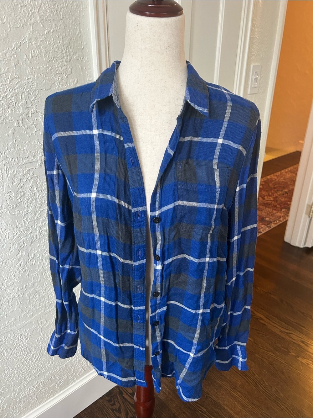 Lucky Brand Blue and White Plaid Shirt